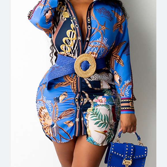 HER..BUTTANI Very Colorful Button Down Shirt Dress Size S - Picture 3 of 8